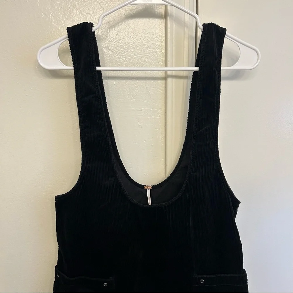 Free People Devoted To You Corduroy Overall Dress in Black Size 4
